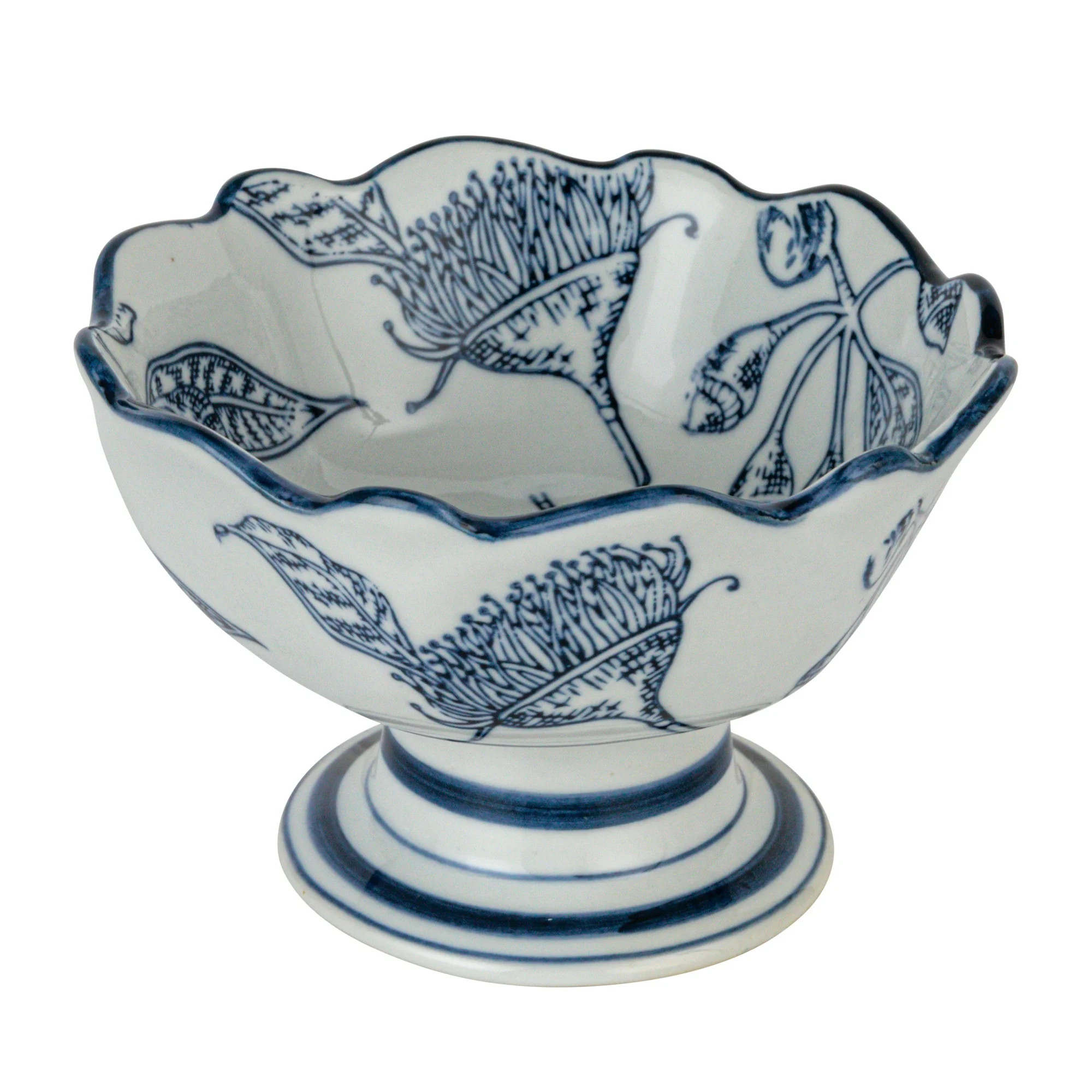 Creative Co-Op Botanical Bliss Stoneware Bowl, Blue and White | Walmart (US)