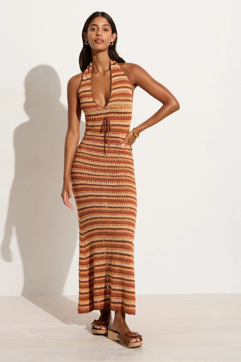 Isili Crochet Maxi Dress Melon (Exclusive) | Faithfull (AU)