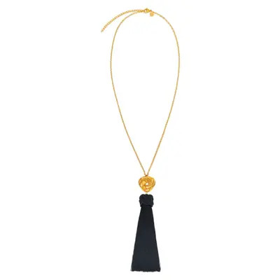 Petit Moments Sierra Knot Tassel Pendant Necklace in Gold/black at Nordstrom | Nordstrom