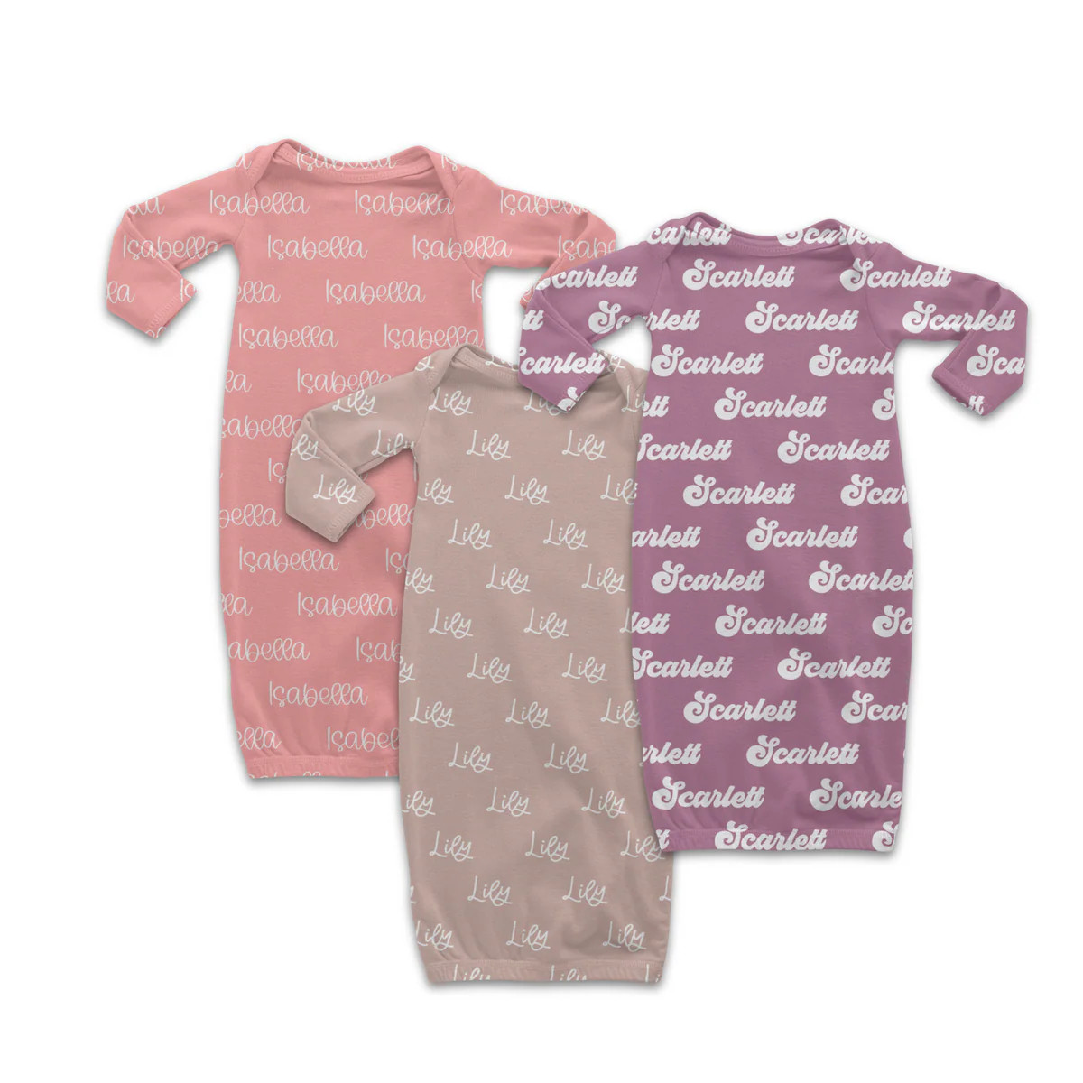 Personalized Name Baby Gown - Classic Name, With Font Preview | The Little Lemons Company