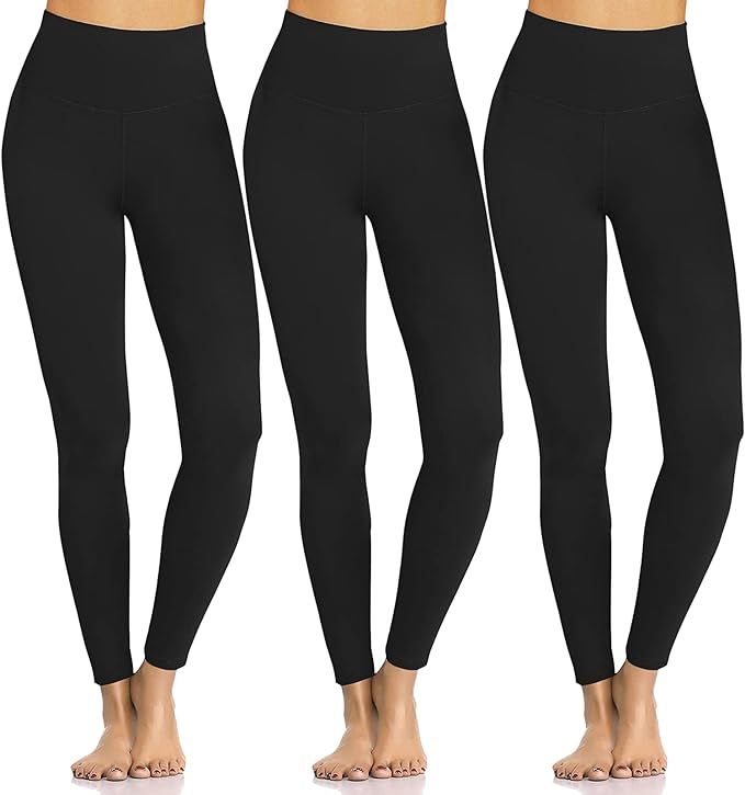 Women's Buttery Soft Leggings No See-Through High Waist Tummy Control Yoga Pants 3 Pack Spandex W... | Amazon (US)