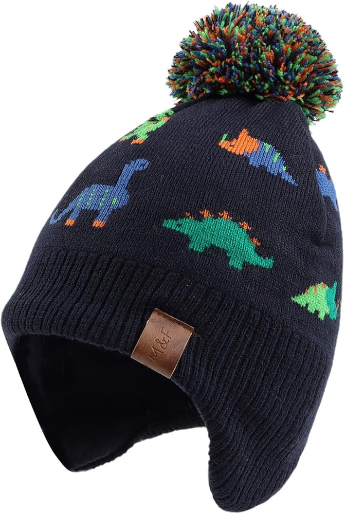 Knitted Baby Hat Scarf Set Winter Warm Boys Girls Beanie Fleece Lining Toddler Kids Hat with Pompom | Amazon (US)