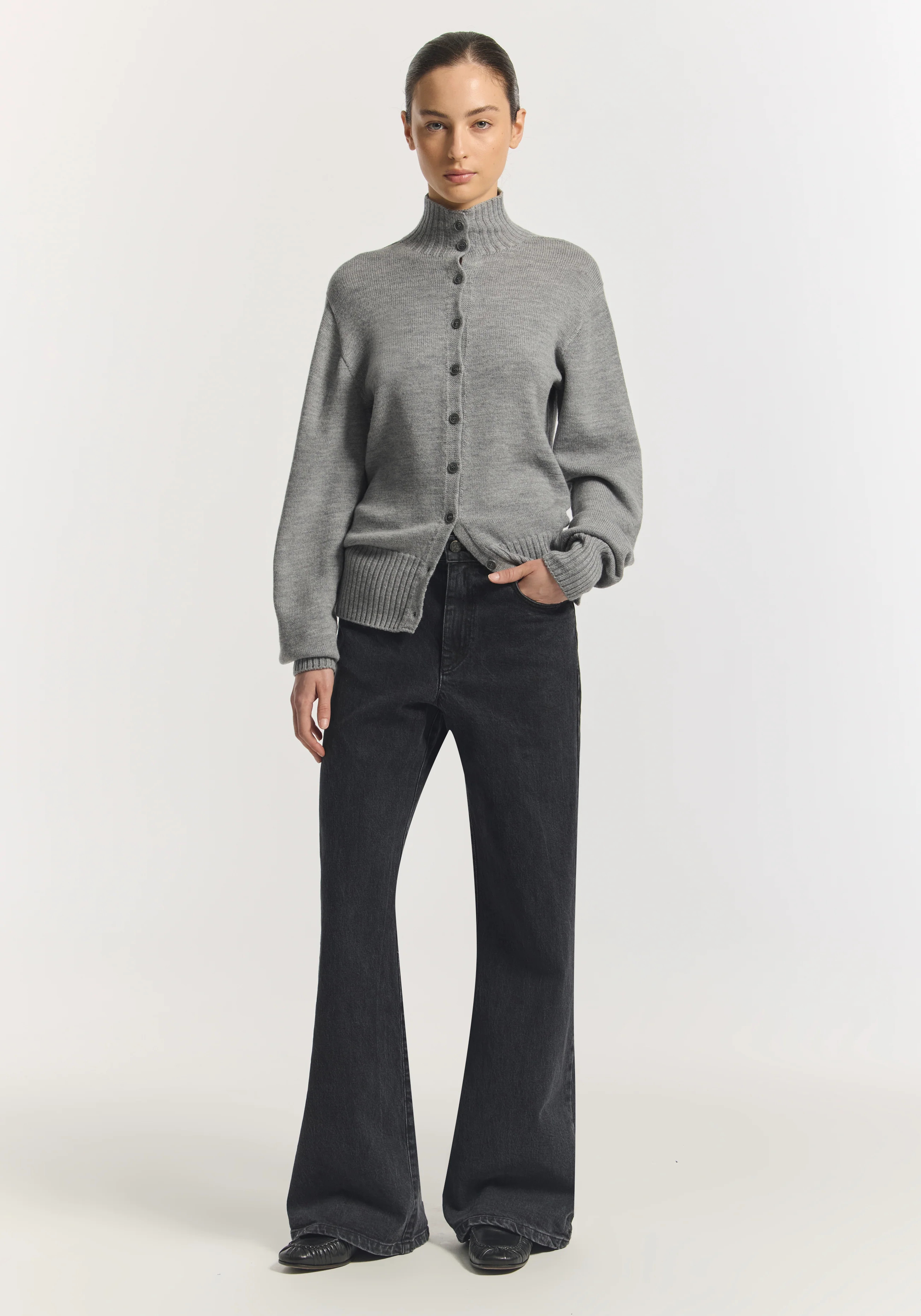 Virtue Merino Cardigan - MID GREY MARLE / 1 | Viktoria & Woods