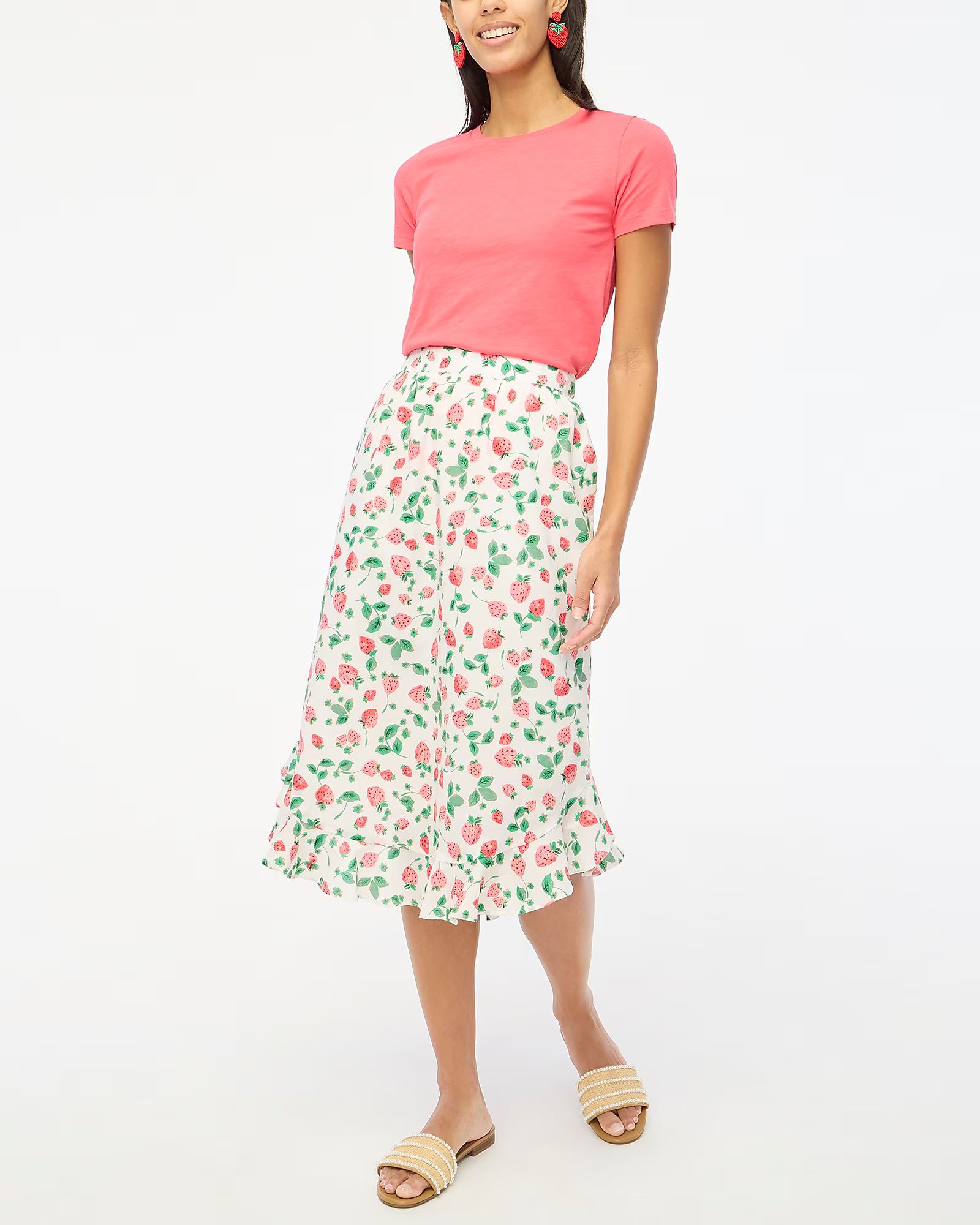 Midi skirt with flounce hem | J.Crew Factory