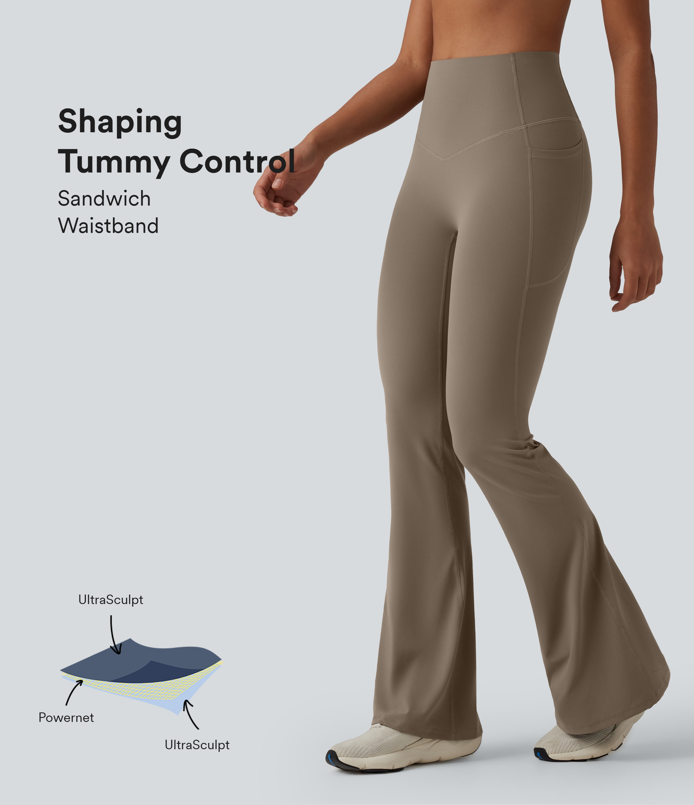 Women’s Halara UltraSculpt™ High Waisted Tummy Control Flare Yoga Leggings with Pockets - Hal... | HALARA