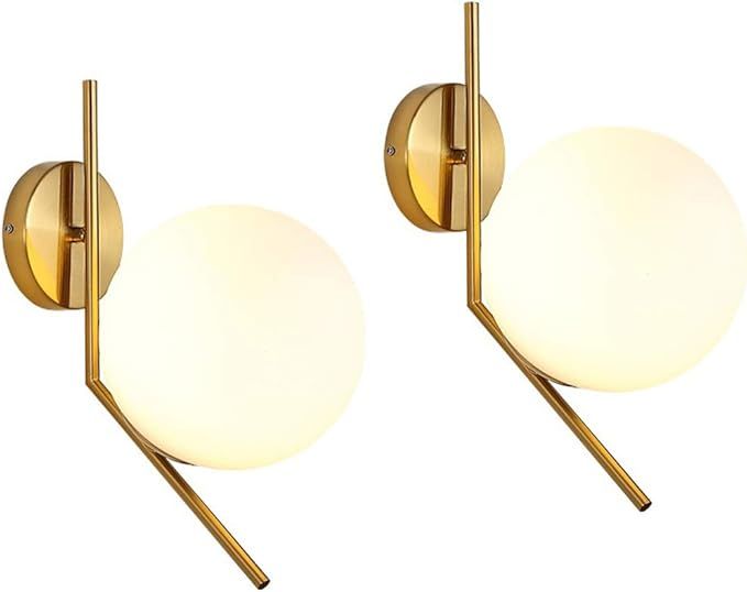 Pack of 2 Dellemade Glass Globe Wall Lamp,XD19106 Modern Wall Scone,Golden | Amazon (US)