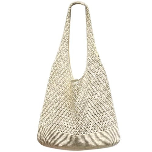 Boho Crochet Beach Tote Shoulder Bag Colorful Aesthetic Hippie Knit Bag for Womens | Amazon (US)