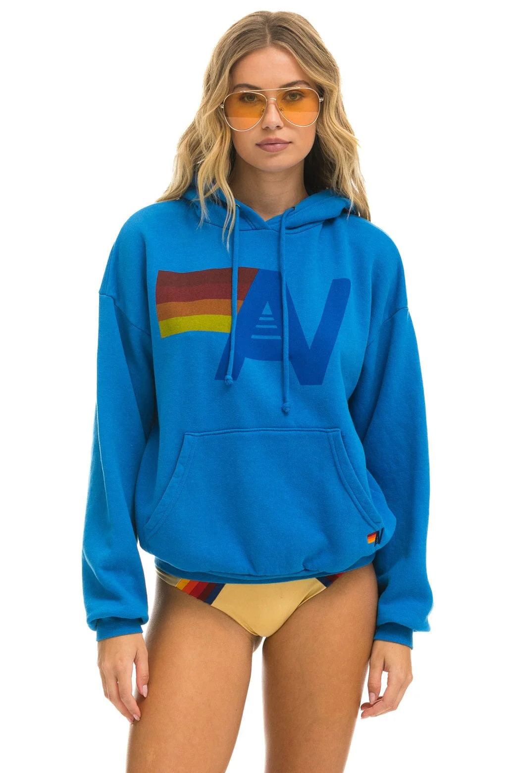 LOGO PULLOVER RELAXED HOODIE - OCEAN | Aviator Nation
