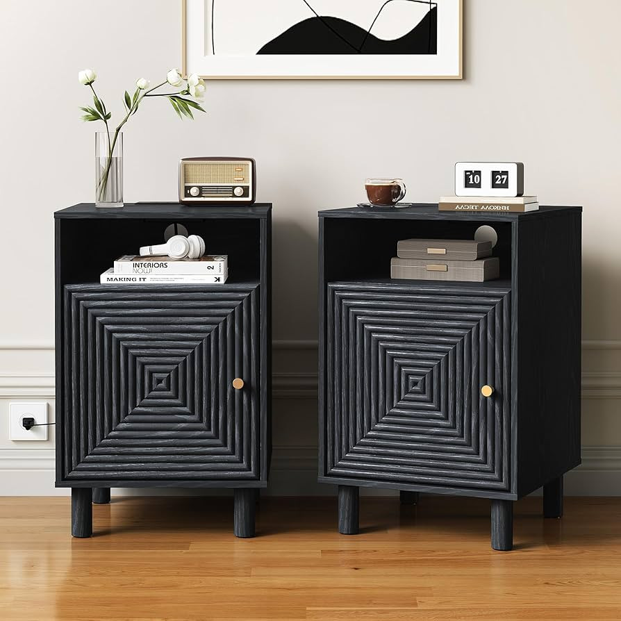 RoyalCraft Nightstand Set of 2, Modern Side Table with Charging Station, Accent End Table with So... | Amazon (US)