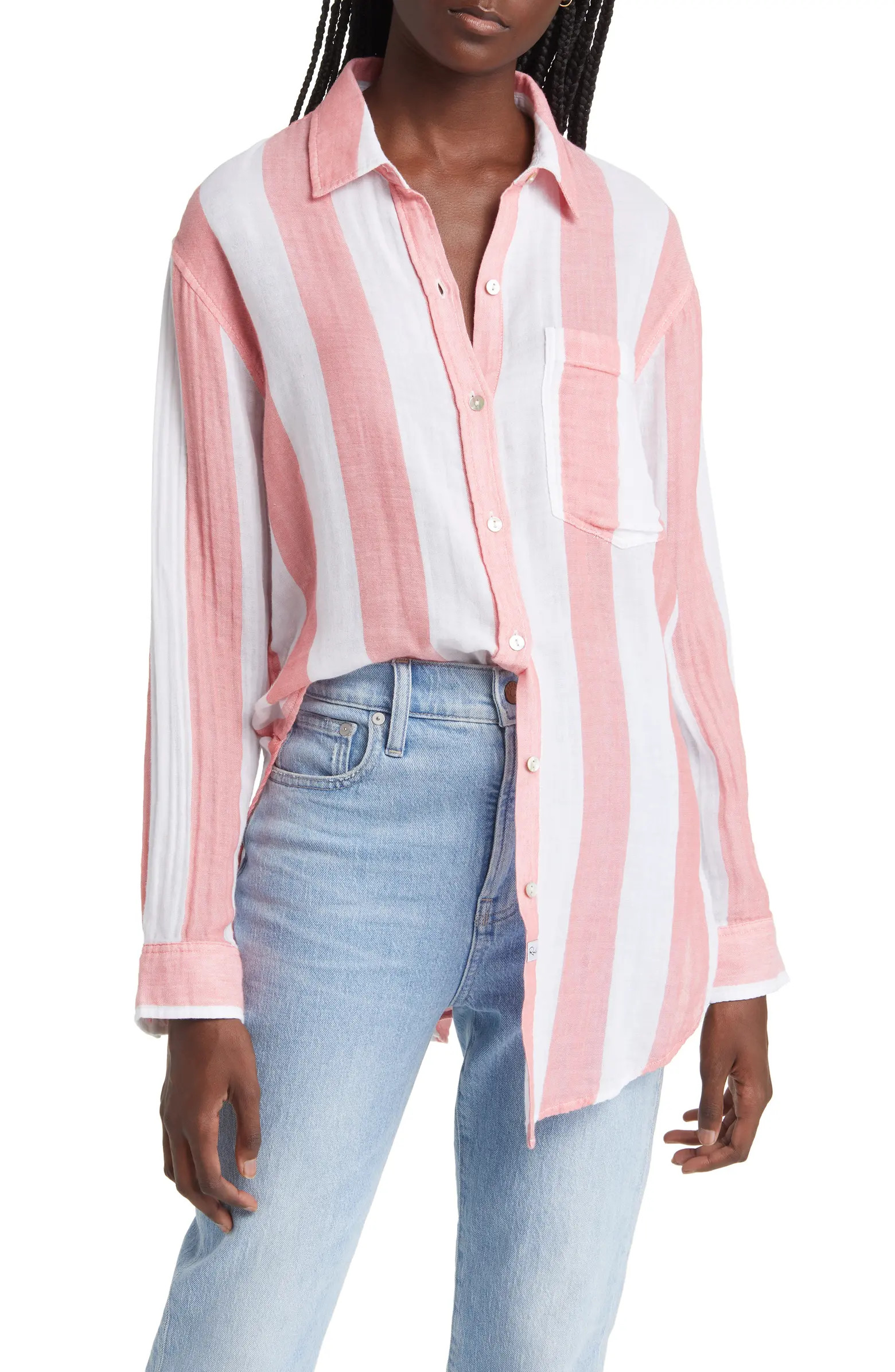 Jaylin Stripe Cotton Tunic Shirt | Nordstrom