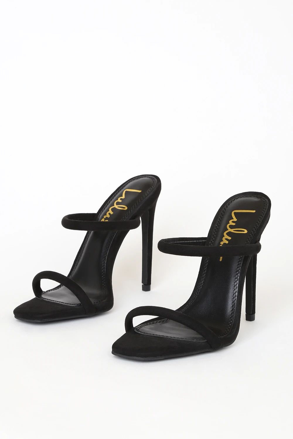 Theyaa Black Suede Square-Toe High Heel Sandals | Lulus (US)