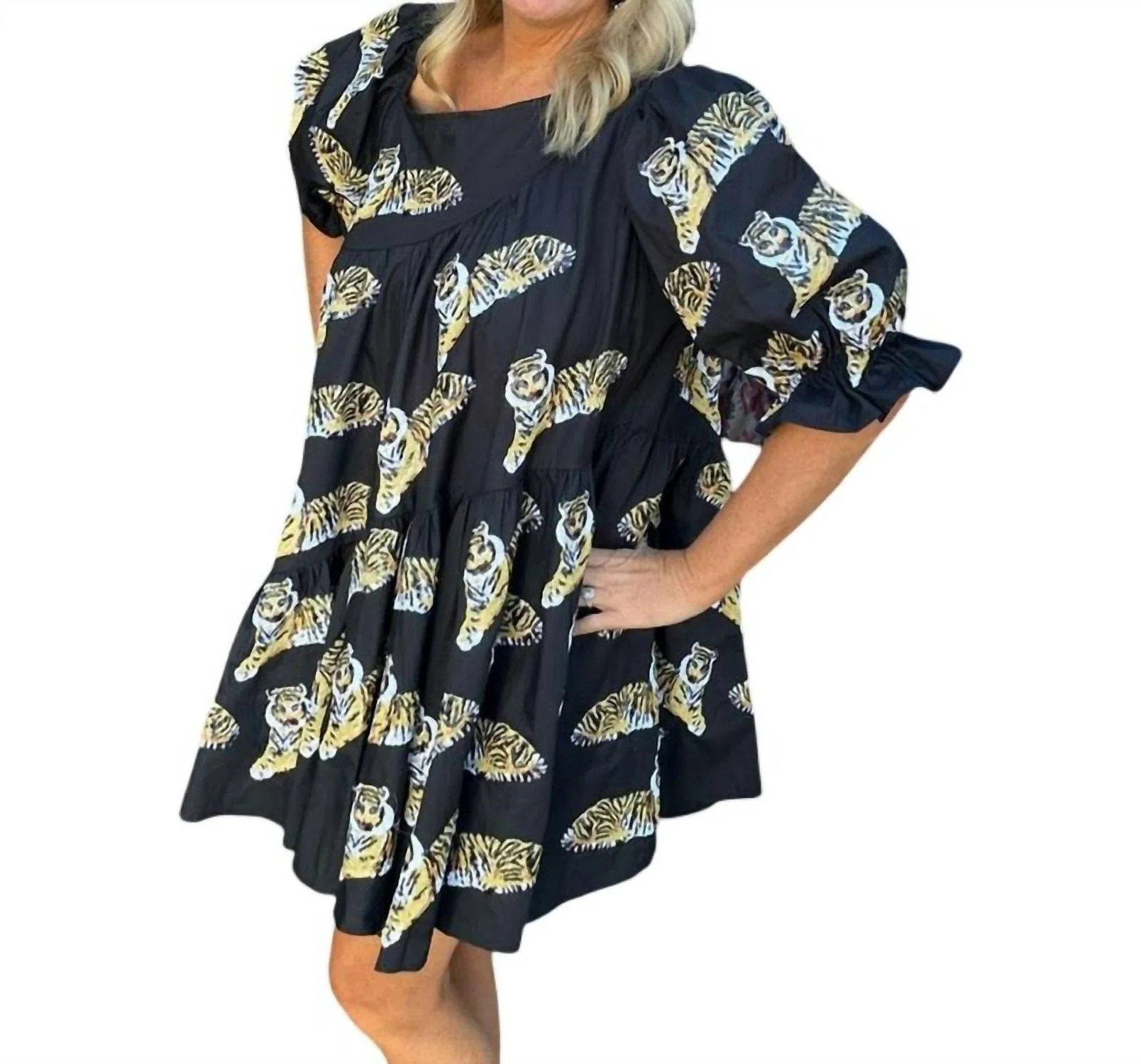 Tiger Dress In Black | Shop Simon