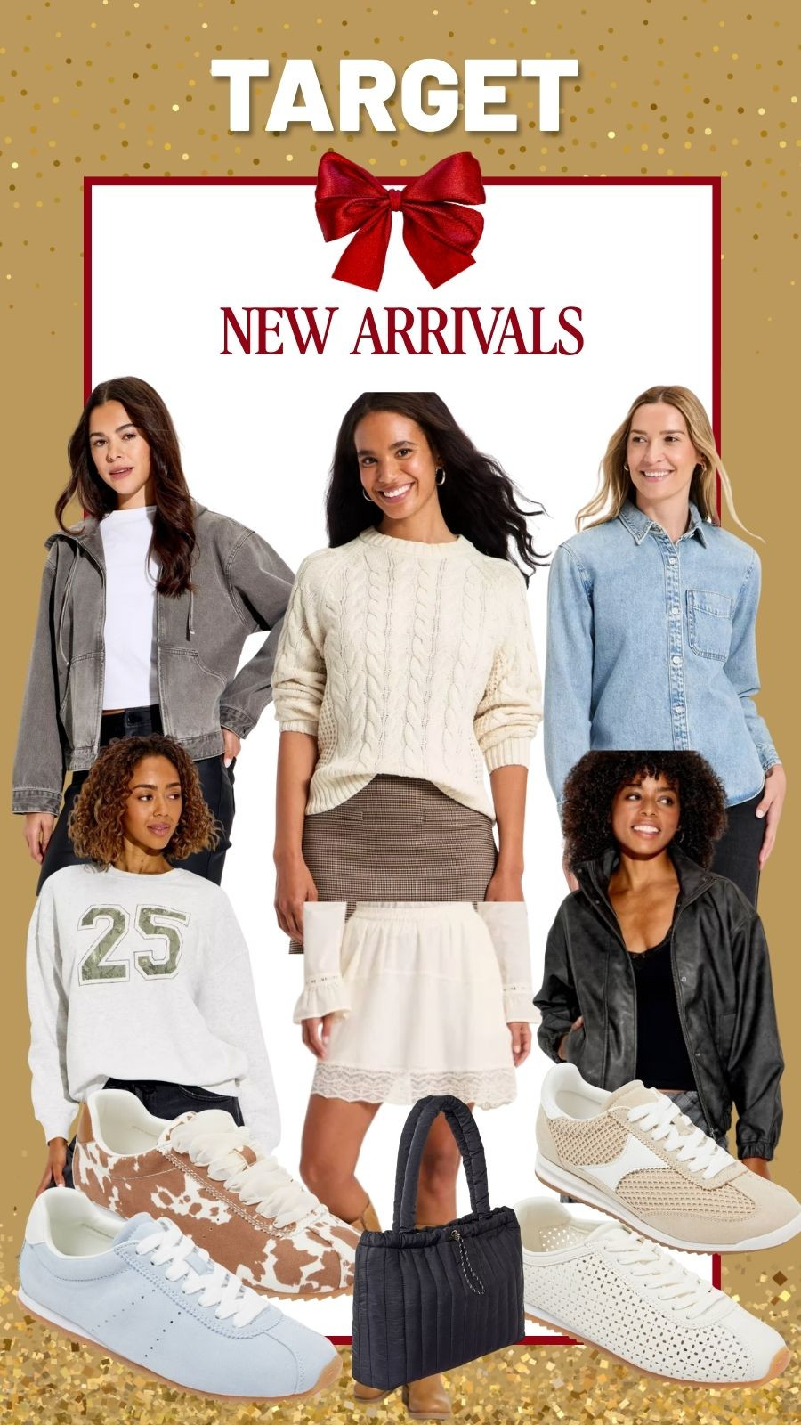 Target new arrivals

fashion sneakers, cable knit sweater, bomber jacket, quilted drawstring bag, slip dress 

 #LTKootd #LTKMidsize #LTKFindsUnder50
