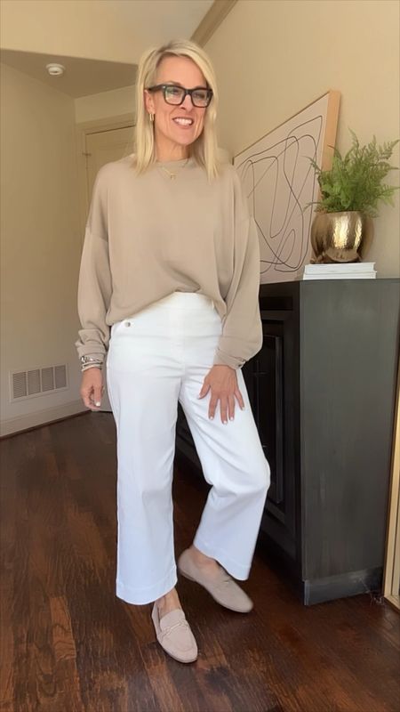 Looking for great WHITE pants this spring and summer? 

Use code CSWANSONXSPANX for 10% + free shipping! 

These best selling pants from @spanx - had a waitlist of 5k people at one point - are the perfect white pant 
Spanx technology holds you in, and not see through! 
Pants- Sized up 1 size to medium regular inseam (could have probably done a small) they are available in petite and tall as well 
Tan crew top - large for oversized fit 
This Air Essentials set! 🙌🏼 there is nothing like this fabric! Soo soft 
And this color- maybe my most favorite color yet! 
Great errand outfit, great travel outfit!! 
Oatmeal Heather Crew - wearing small
Oatmeal Heather wide leg crop pant - wearing medium 


#LTKtravel #LTKActive #LTKover40