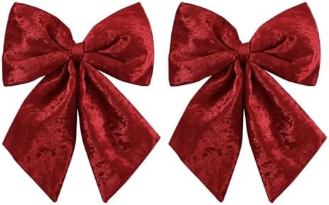 Large Plush Velvet Bows Set of 2 16-Inch Christmas Bow Tree Topper for Christmas Tree Decoration ... | Amazon (US)