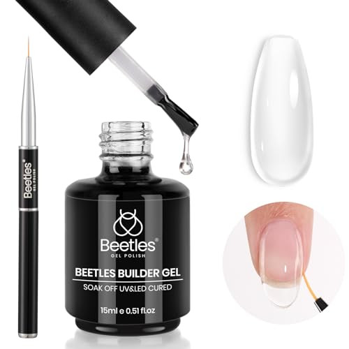 Beetles Gel Polish 5 in 1 Beetles Builder Gel 15ml Clear Builder Strengthener Gel with Detachable Liner Nail Brush for Beetles Builder Gel Nail Art Design Holiday Gift for Women | Amazon (US)