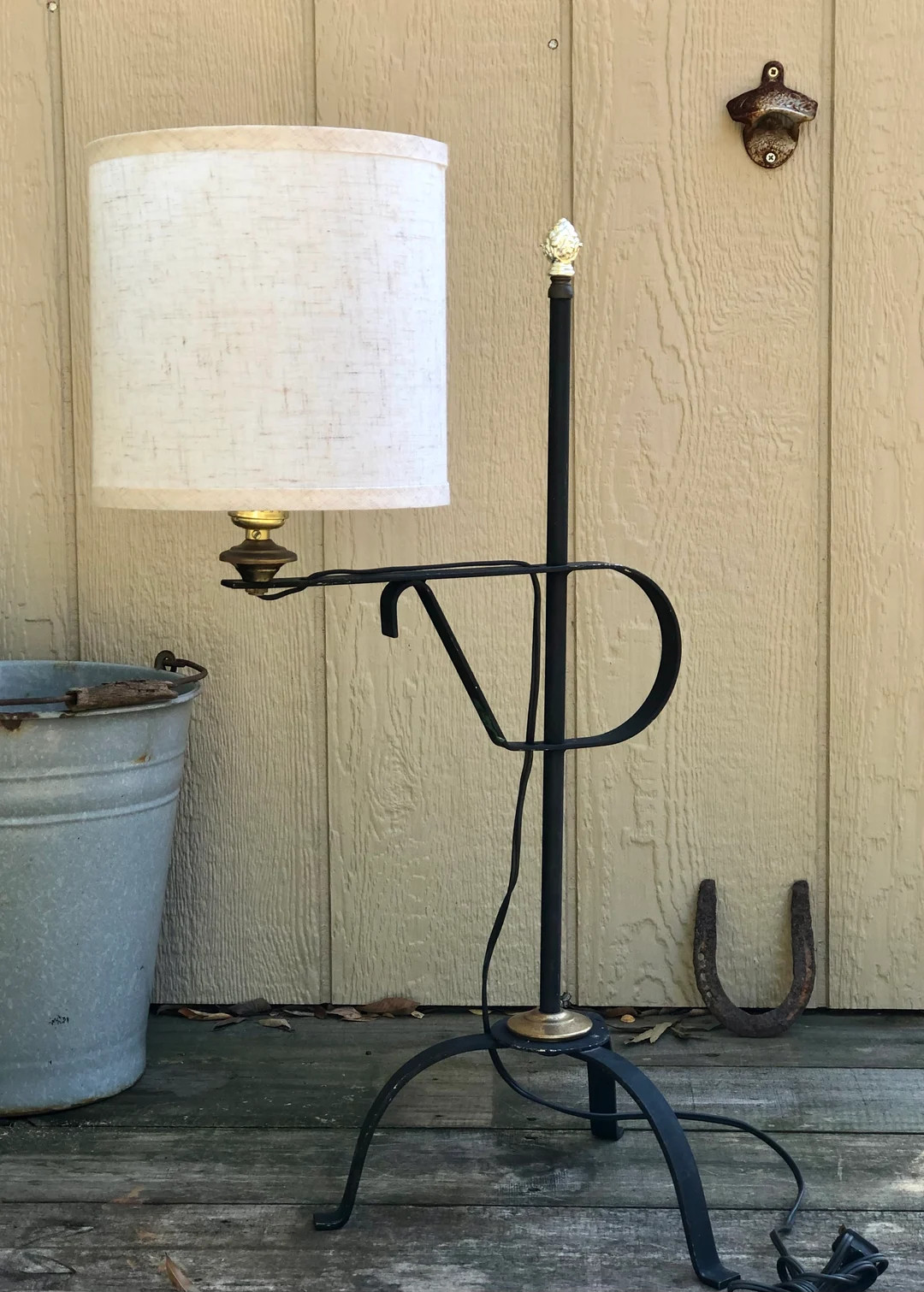 Black Metal Colonial Style Candle Stick Lamp With Brass Accents - Etsy | Etsy (US)