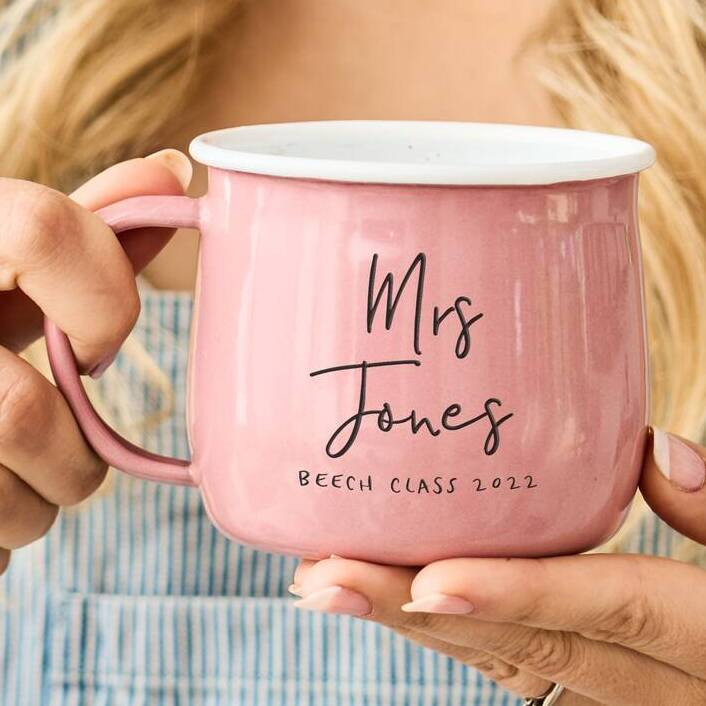 Thank You Teacher Personalised Coloured Enamel Mug | Not On The High Street