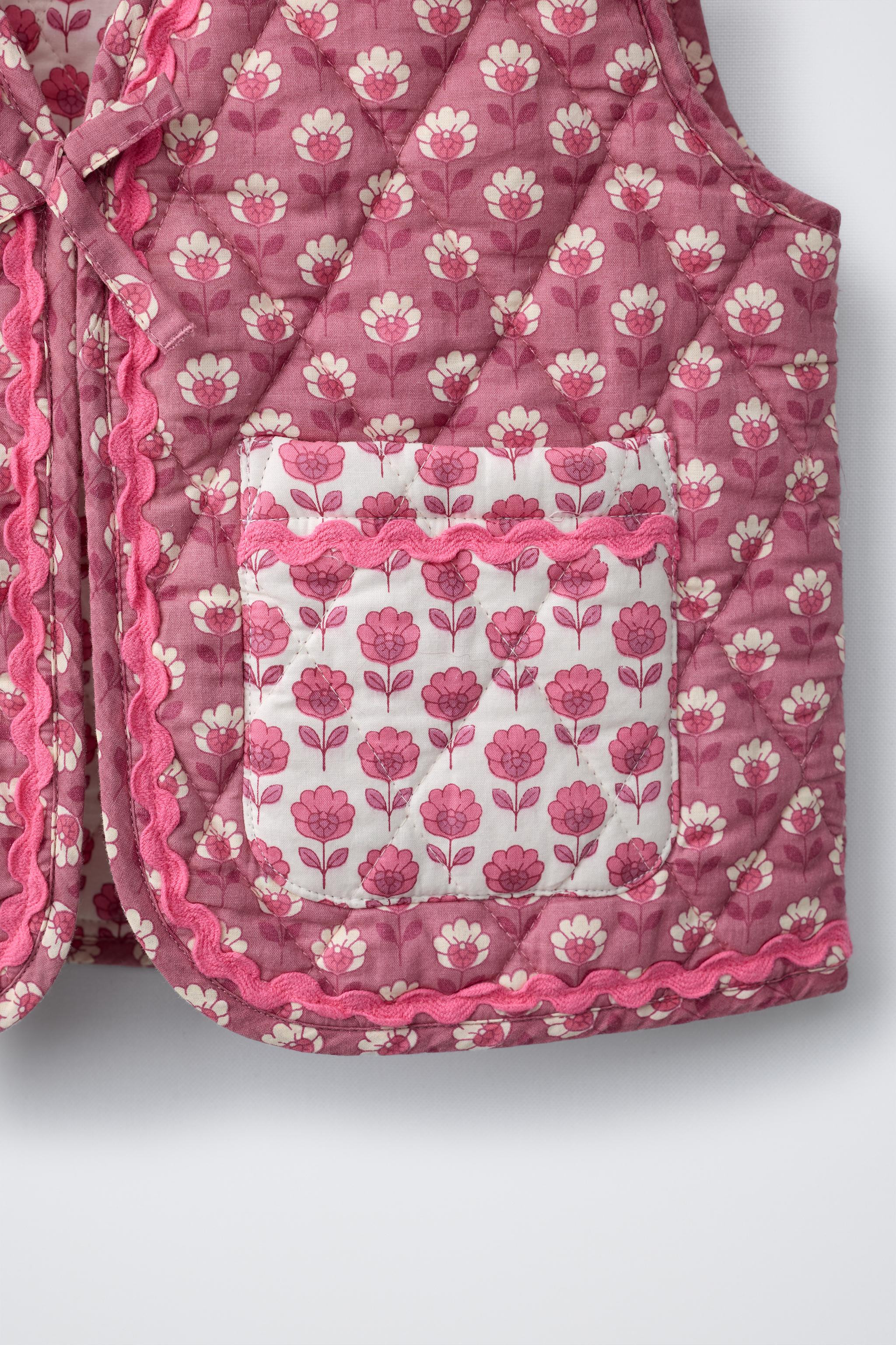 QUILTED GILET WITH FLORAL TIE | Zara UK