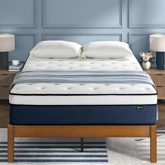 Zinus 14 Inch Cooling Comfort Support Hybrid Mattress [New Version], Queen, Fiberglass Free, Medi... | Amazon (US)