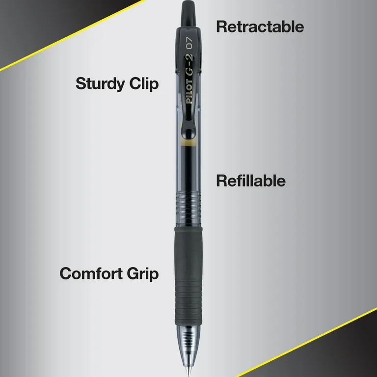 Pilot G2 Retractable Gel Ink Pens, Fine Point, 0.7mm. Black Ink, 5 Pack | Walmart (US)