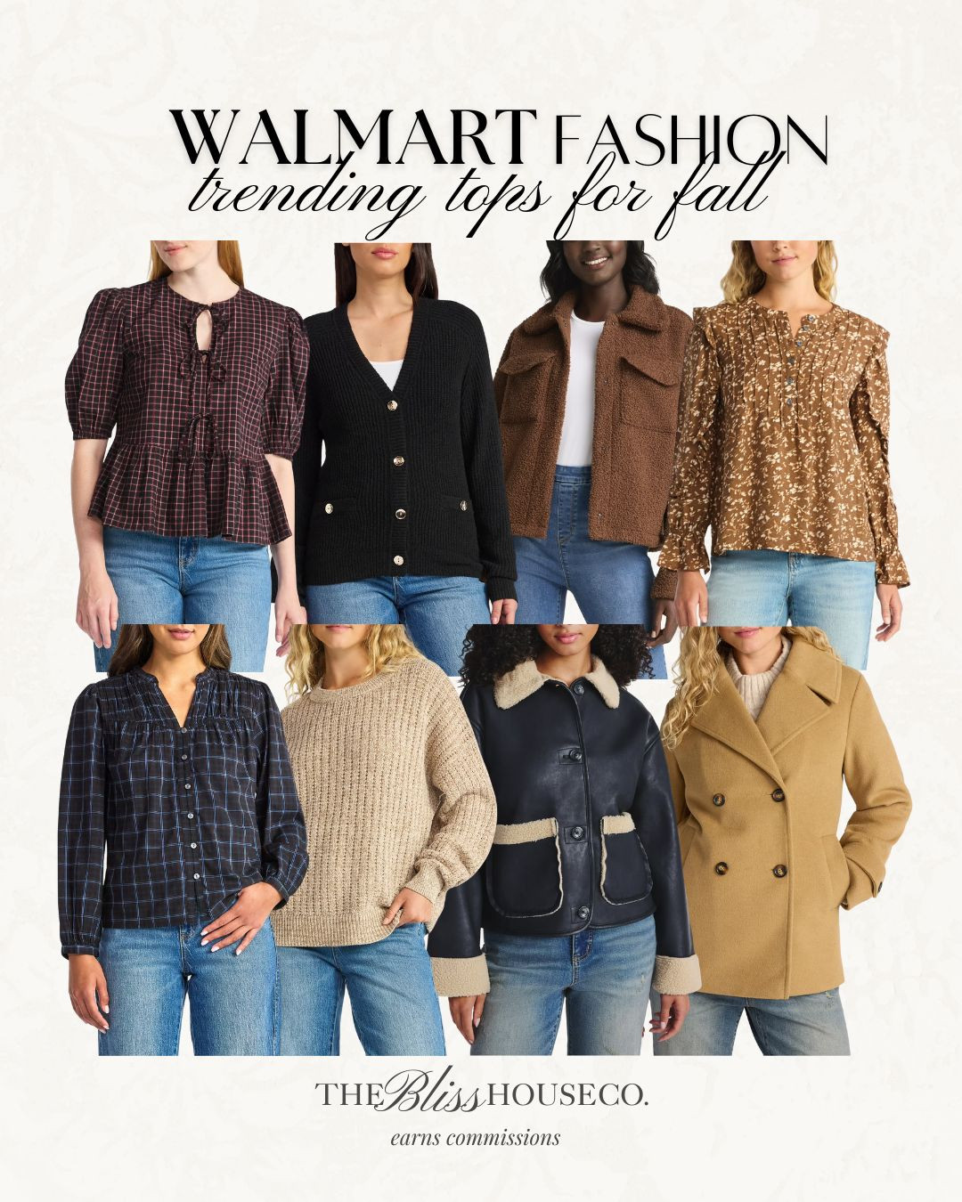 Walmart trending tops and jackets for fall! Affordable fashion finds from Walmart, ruffle, bow, long sleeve, sweater, cardigan, jacket, sherpa, wool coat, look for less, fall style, Walmart fashion 

 #LTKFindsUnder50 #LTKStyleTip