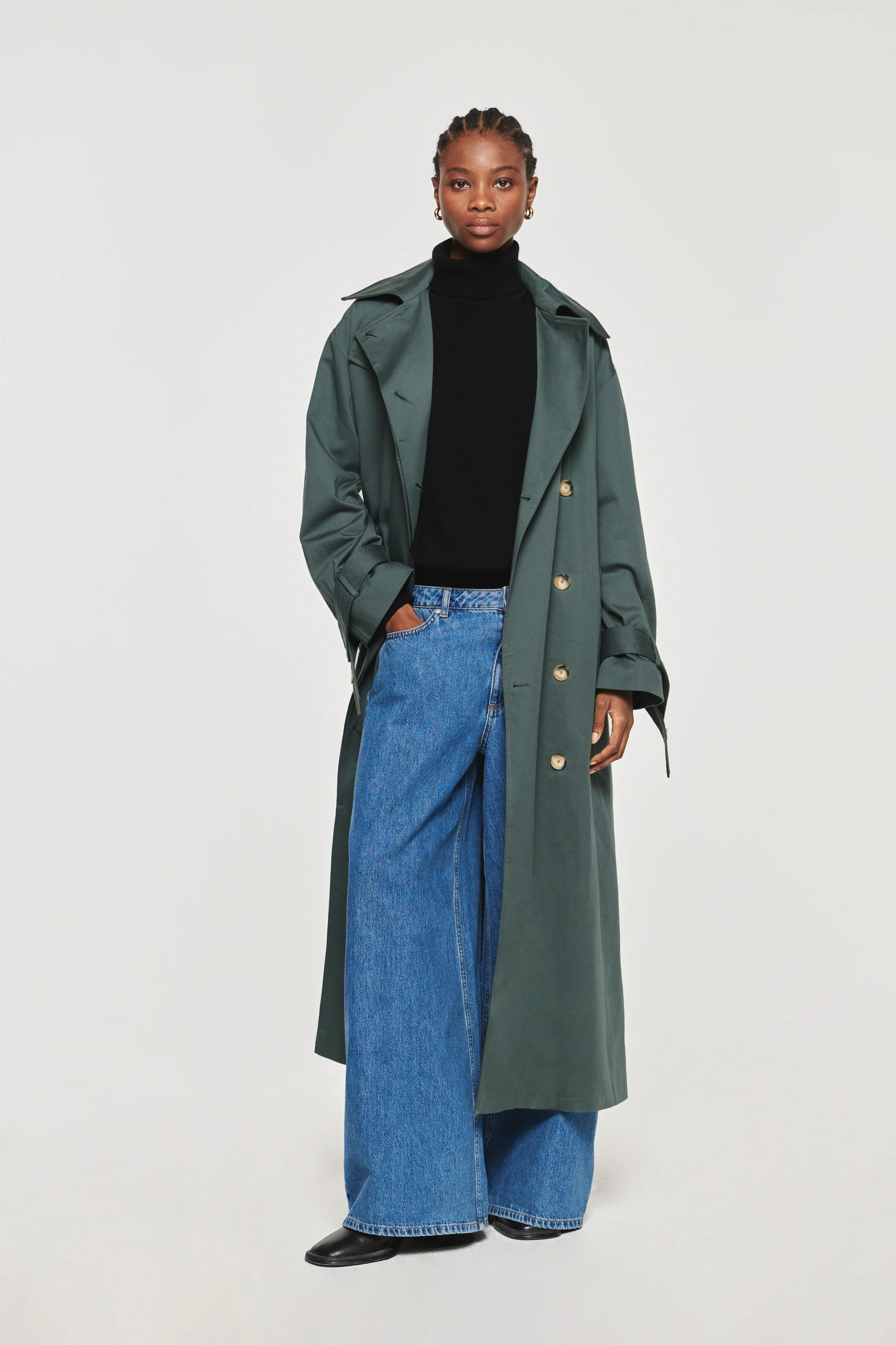Gilda | Maxi Trench Coat in Sage | ALIGNE | Aligne UK