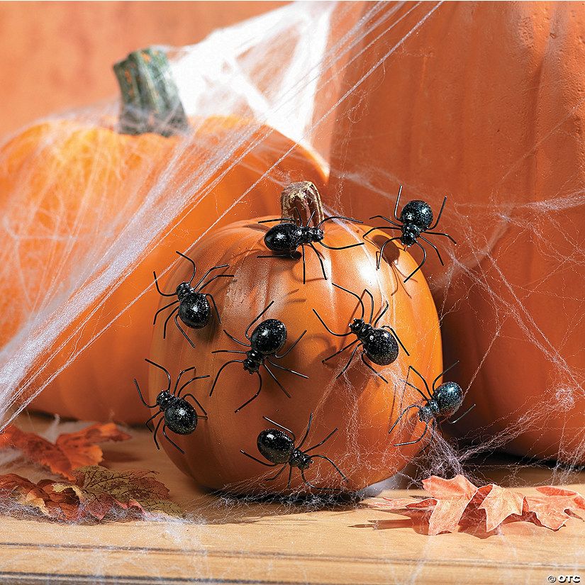 Spider Pumpkin Push-Ins Halloween Decoration - 12 Pc. | Oriental Trading Company
