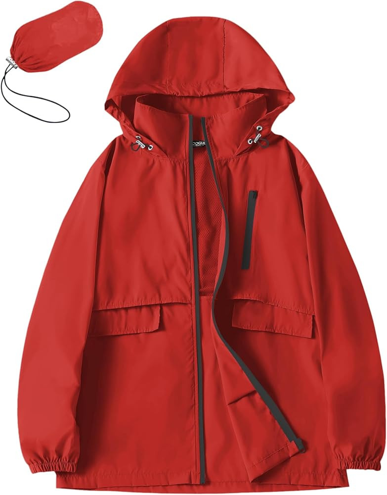Avoogue Rain Jacket Women with Hooded Lightweight Waterproof Raincoats Packable Zipper Pockets Wi... | Amazon (US)