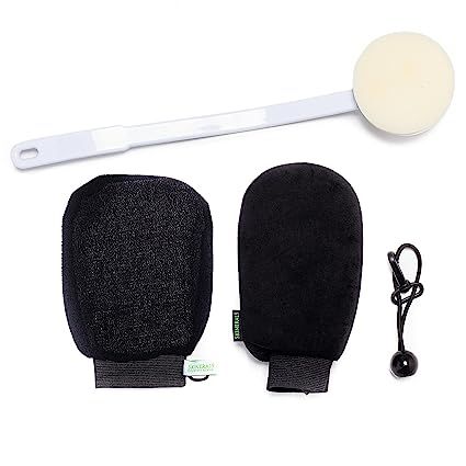 Skinerals Premium Self Tanning Application Set, Back Wand, Exfoliator Glove & Tanning Mitt Set | Amazon (US)