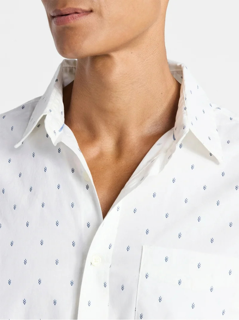 Free Assembly Men's Button Front Poplin Oxford Shirt with Long Sleeves, Sizes XS-3XL | Walmart (US)