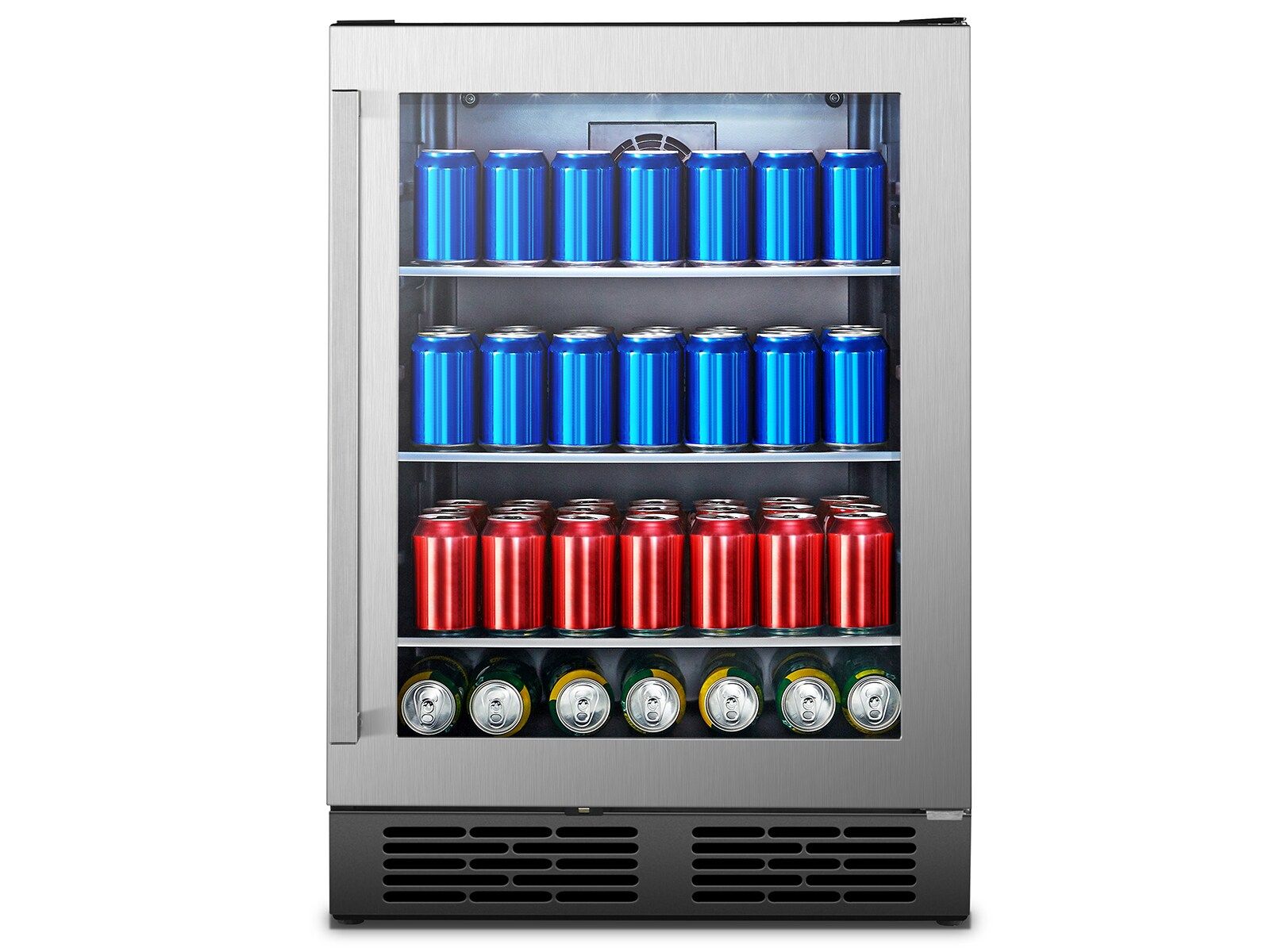 Hisense 23.43-in W 140-Can Capacity Stainless Steel Freestanding Beverage Refrigerator with Glass... | Lowe's