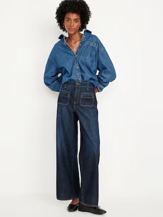 High-Waisted Baggy Wide-Leg Trouser Jeans | Old Navy (US)