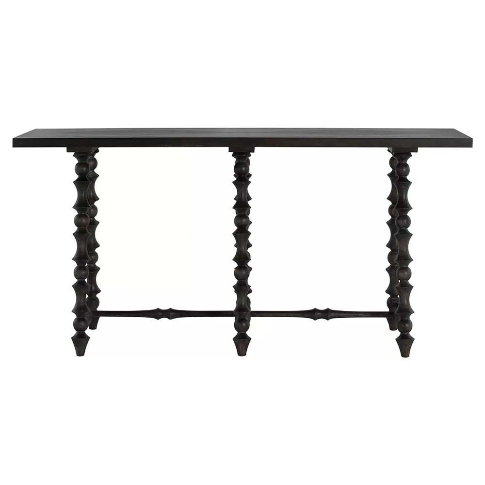 Kirkwood Updated Traditional Black Wood Rectangular Console Table | Kathy Kuo Home