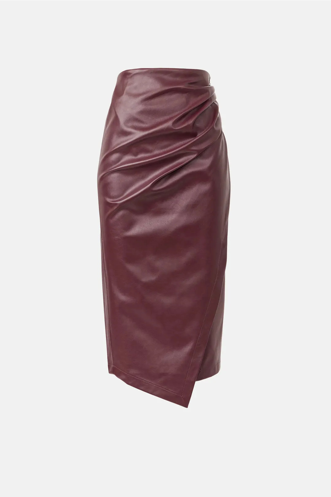 Burgundy Faux Leather Midi Skirt | Rent the Runway
