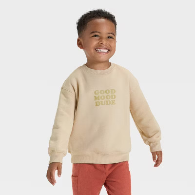 Toddler Boys' Fleece Crew Sweatshirt - Cat & Jack™ Khaki 5T | Target