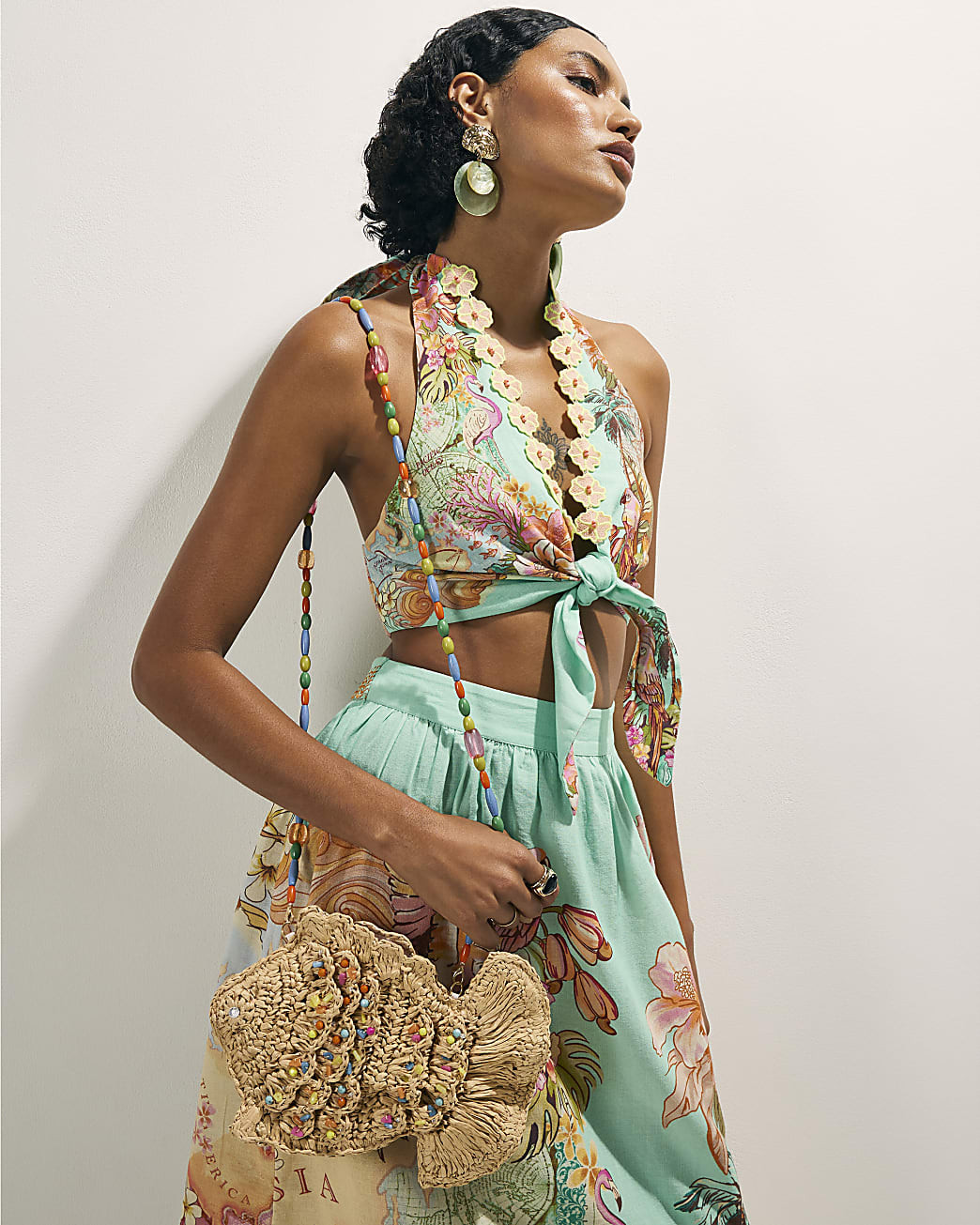 Beige Raffia Fish Crossbody Bag | River Island UK & IE