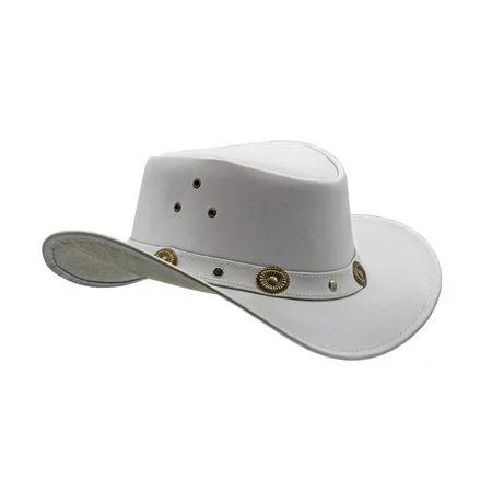 Men s White Genuine Leather Western Cowboy Hat | Walmart (US)