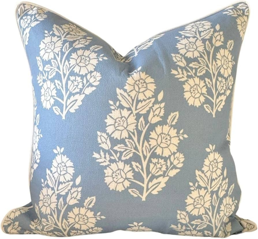 Grandmillennial Pillow Cover 20" x 20" Throw Pillow for Home Hazel Blue White Floral Pillow Cover... | Amazon (US)