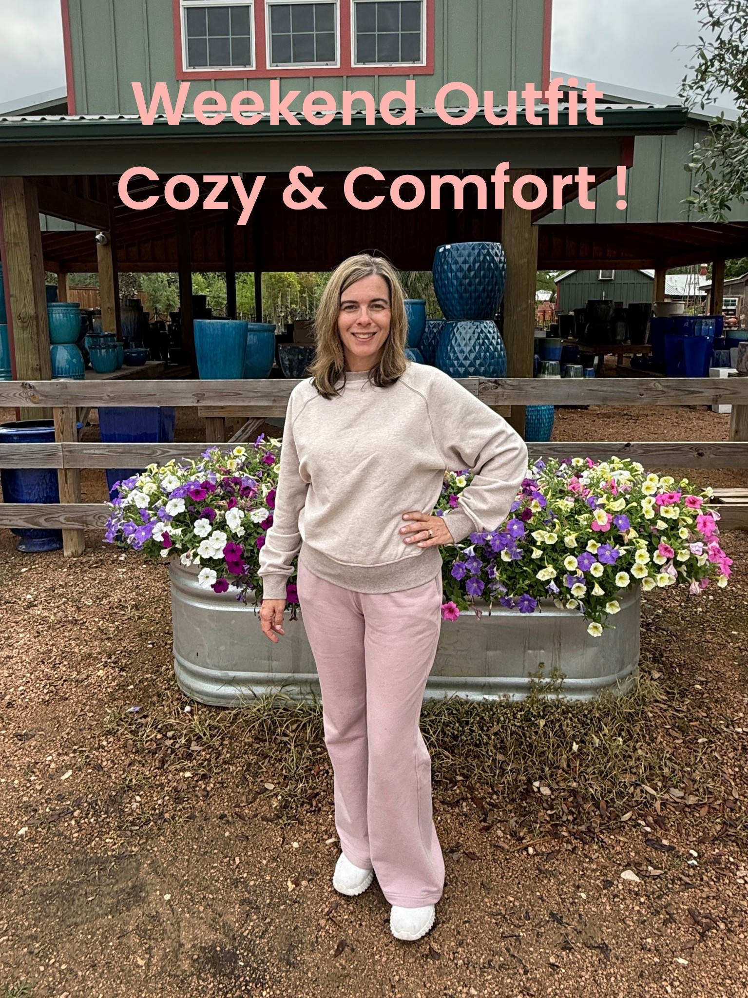 Weekend Cozy Outfit 🩷 We went out to look for flowers for our yard. This was a perfect outfit for getting out and about today. 

#LTKdayinmylife #LTKOver40 #LTKPetite