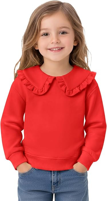 Haloumoning Toddler Baby Girl Peter Pan Collar Long Sleeve Sweatshirt | Amazon (US)