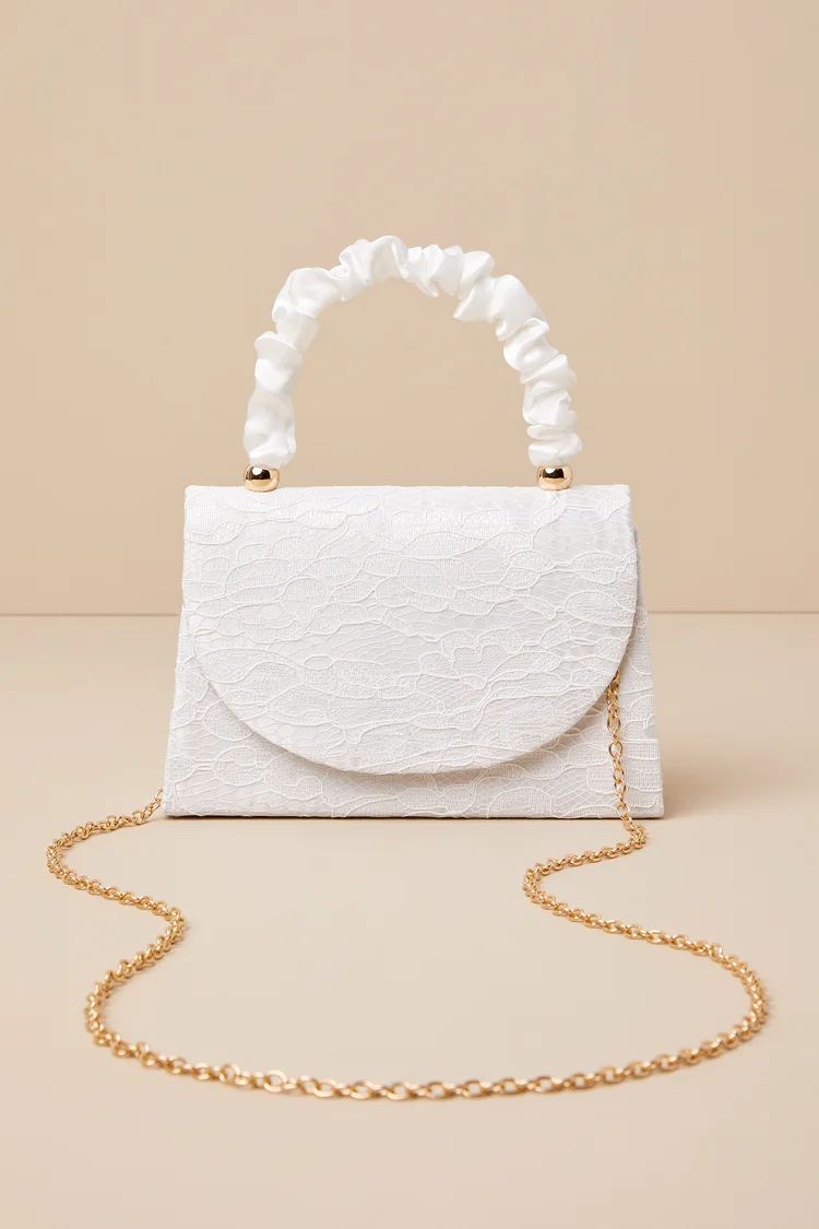 Exceptional Class Ivory Lace Ruched Handle Mini Handbag | Lulus