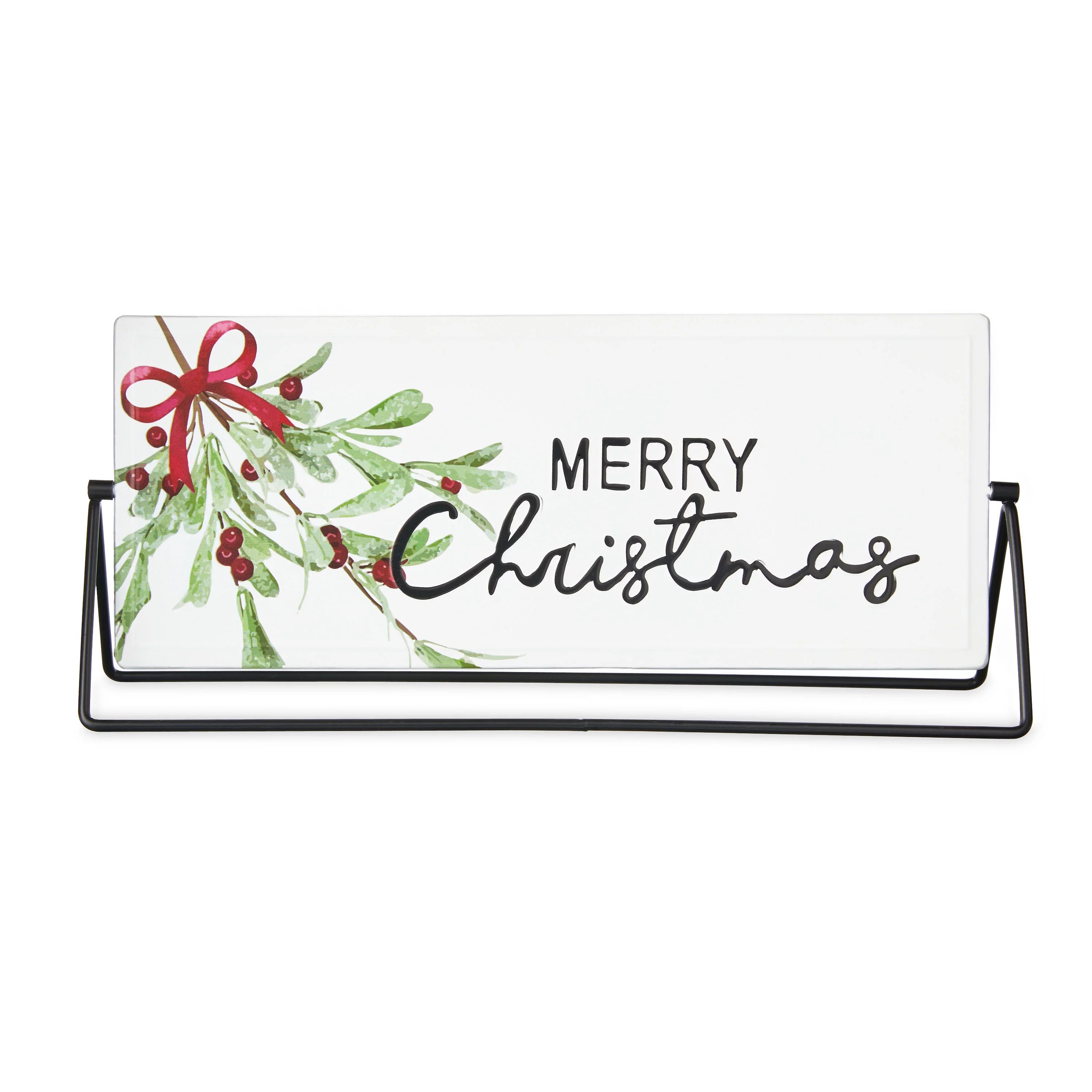 Holiday Time Black and White Merry Christmas Metal Reversible Sign Tabletop Christmas Indoor Deco... | Walmart (US)