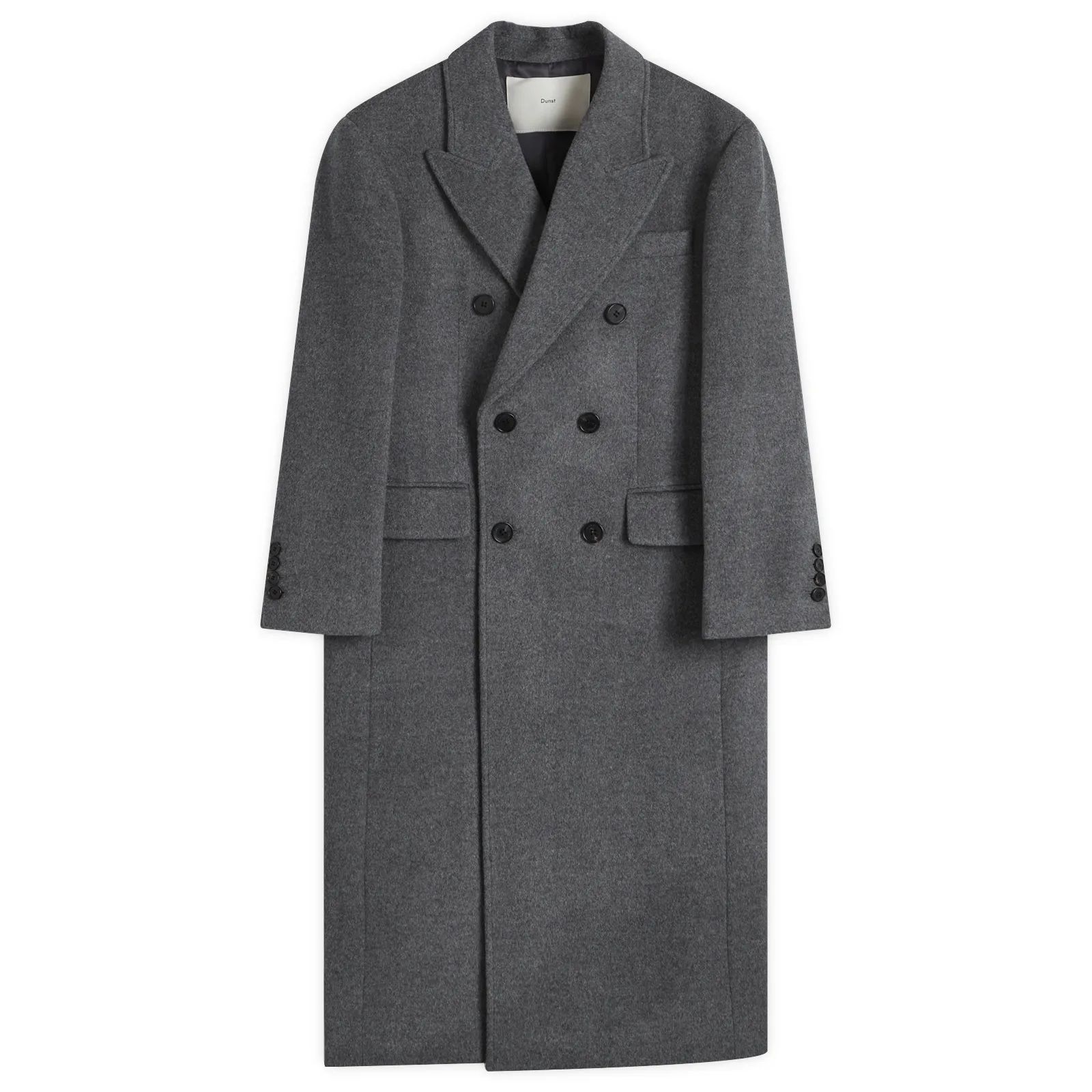 DUNST Women's Unisex Tailored Double-Breasted Wool Coat in Melange Grey, Size Medium | END. Clothing | END. Clothing