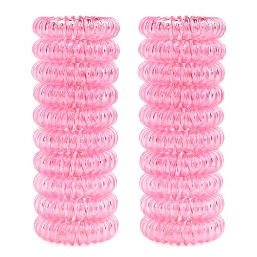 CQLIIIA 20 Pcs Pink Spiral Hair Ties No Crease Coil Elastic Hair Ties for Women No Damage Ponytail Holders | Amazon (US)