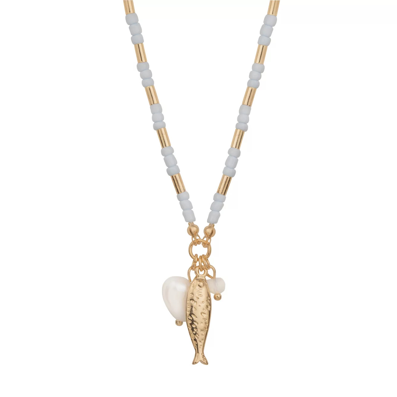 LC Lauren Conrad Gold-Tone Fish Charm Short Beaded Necklace | Kohl's