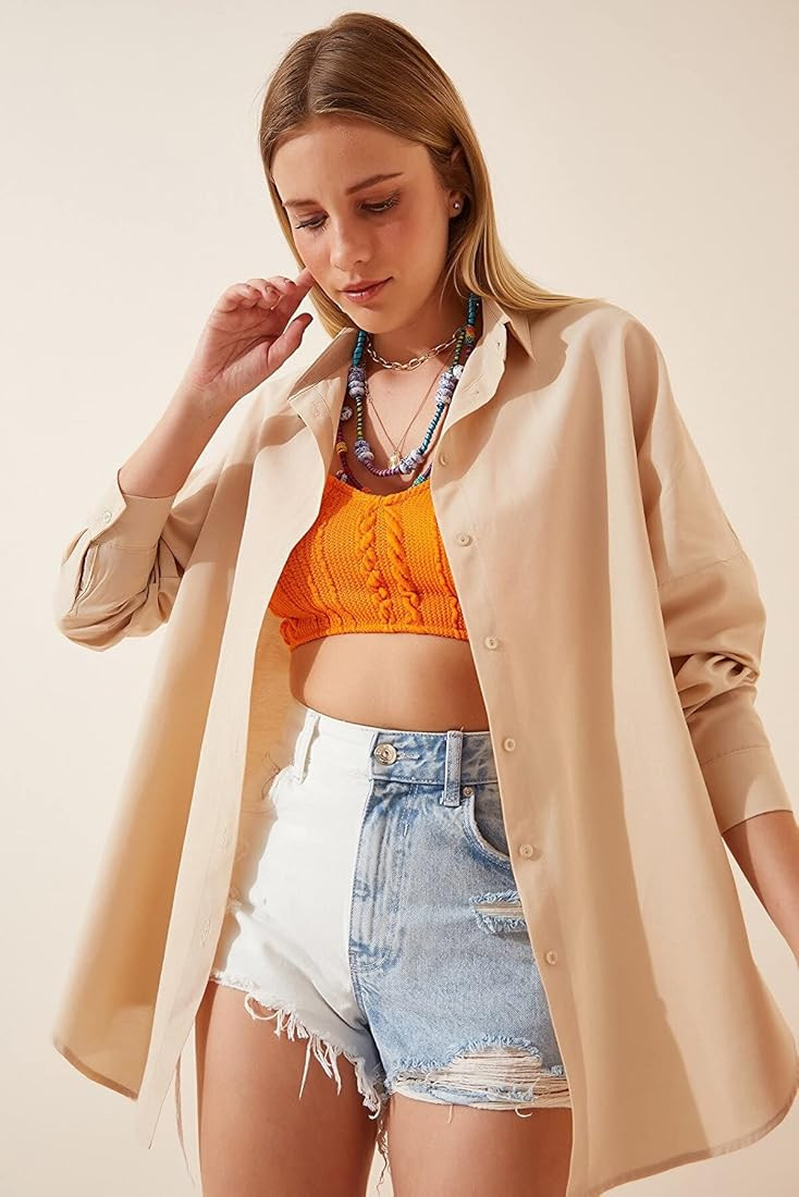 Oversized Button Down Shirts for Women, Dressy Casual Long Sleeve Blouses Summer Tops Tunics | Amazon (US)