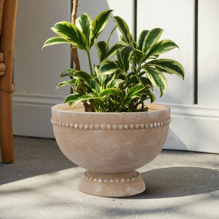 My Texas House 8" Dot Bowl Brown Ceramic Plant Pot 8.1" Diameter | Walmart (US)