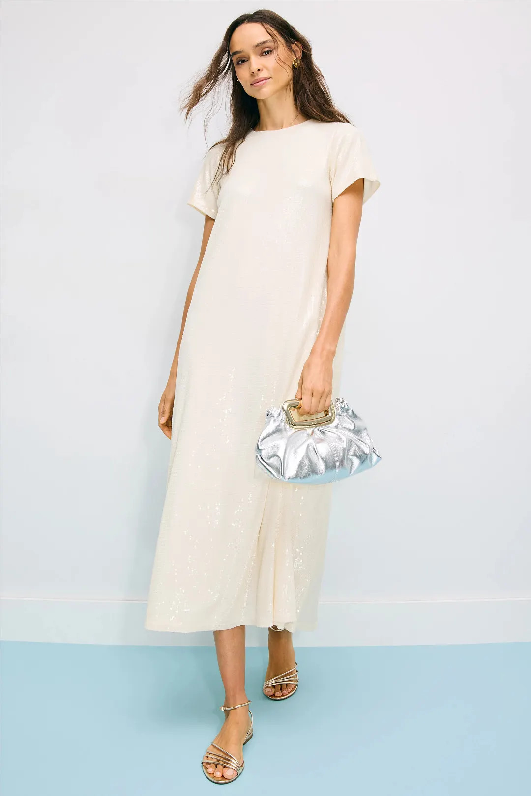 Sequin Short Sleeve Maxi Dress | Rent the Runway