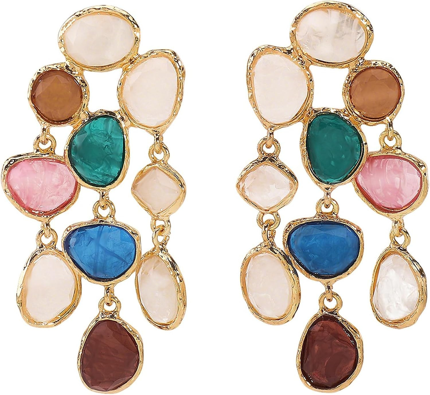 Colorful Crystal Dangle Earrings for Women Boho Rhinestone Statement Drop Earrings Wedding Bridal Prom Jewelry | Amazon (US)